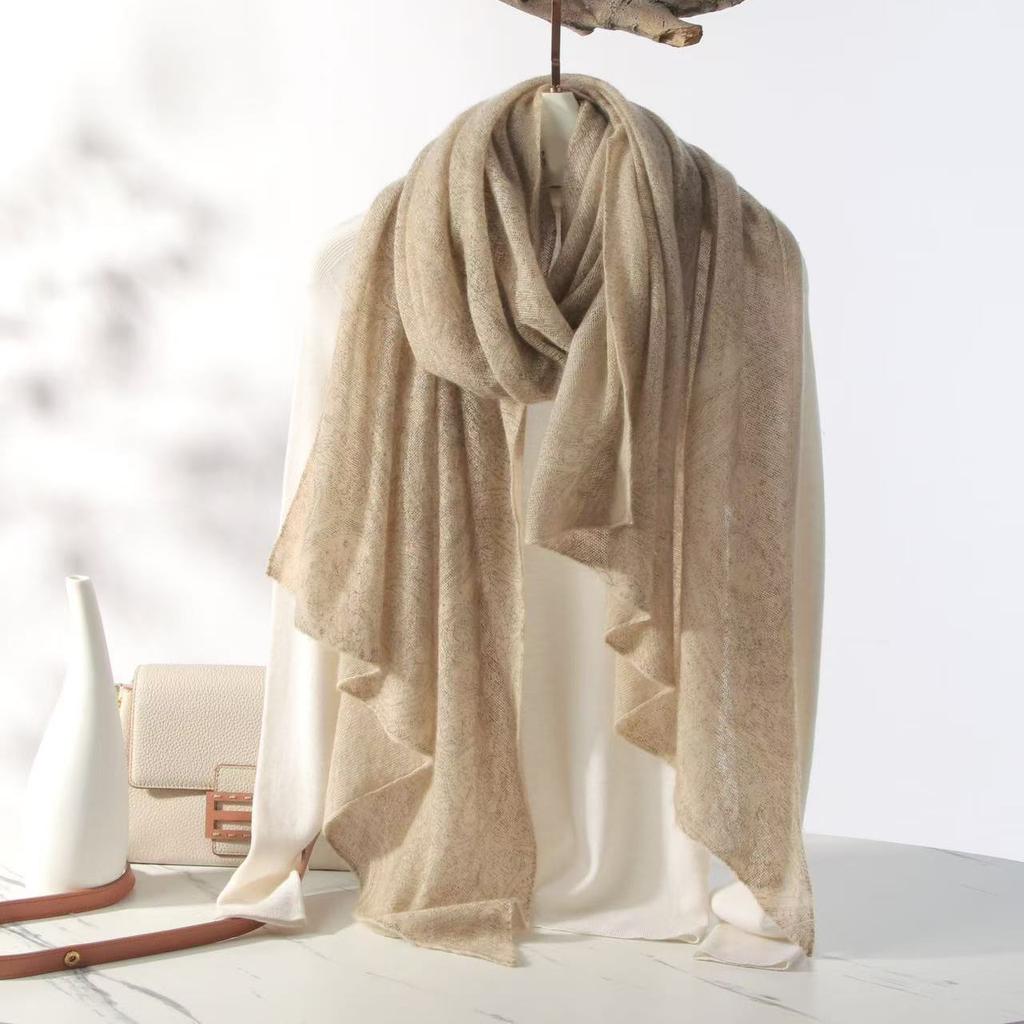 100% Cashmere 70x180cm Print Wrap Scarf Women Lightweight Breathable Knitted Pashmina Shawl Travel Cape Foulard All-Season Chic Layering