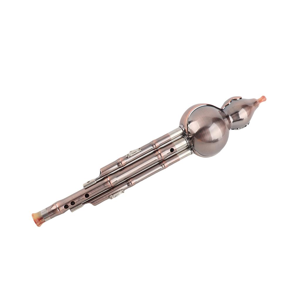 3 Tone C Key Hulusi Gourd Cucurbit Flute Aluminum with Copper Plated Pipes Chinese Traditional Instrument with Chinese