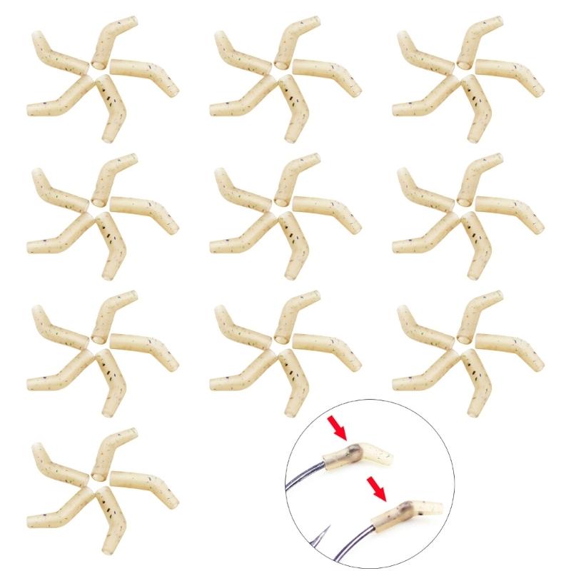 50Pcs Fishing Line Aligner Carp Fishing Hair Rig Accessory Bent Hook Aligner Fishing Tackle Tool Hook Sleeve