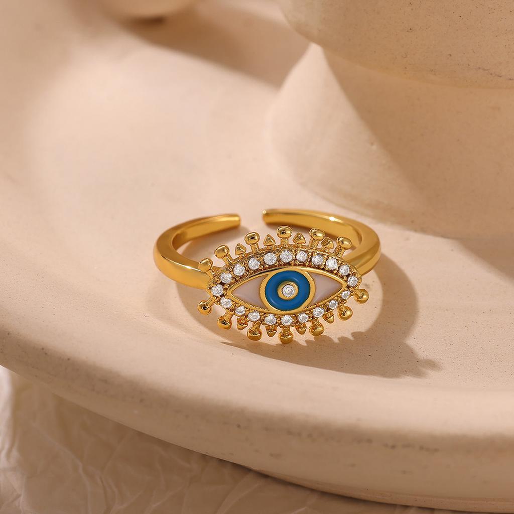 Colorful Non-Fading Eyes Punk Rings For Women Men Fashion Devil's Eye Zirconia Ring Personalized Gold Color Anillos Party Gift