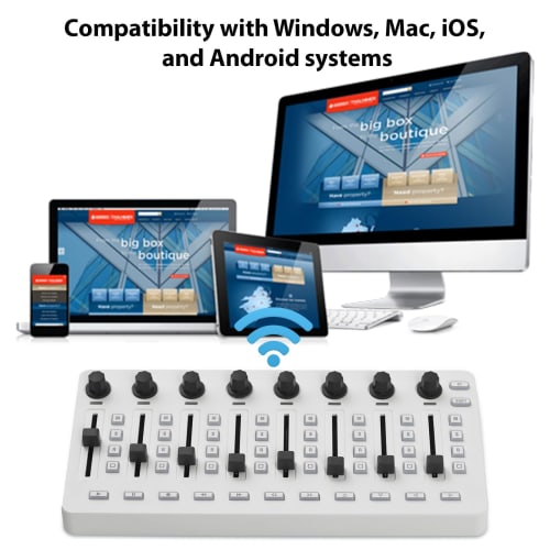 Btuty MIDI Control USB MIDI Controller Mixer, MIDI Mixing Console with 43 Buttons, 8 Knobs, and 8 Push Buttons, BT Connection, Battery/Type-C Power Su