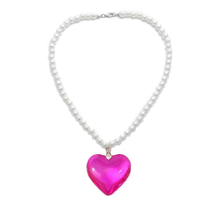 European and American Love- Pendant Necklace Imitation Pearls Niche Heart-shaped 1