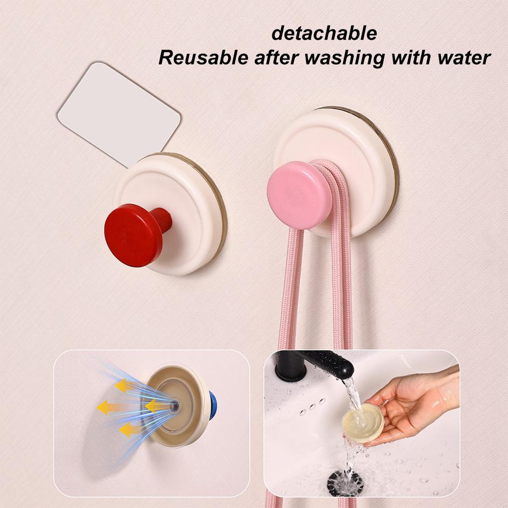 Colorful strong suction cup hook, no punching bathroom kitchen hook - movable, suitable for keys, towels, bags, dolls