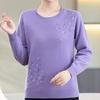 Women's Plus Size Wool Sweater Loose Fit Rhinestone Embroidery Knit Pullover Sweater Solid Color Soft Knit Top