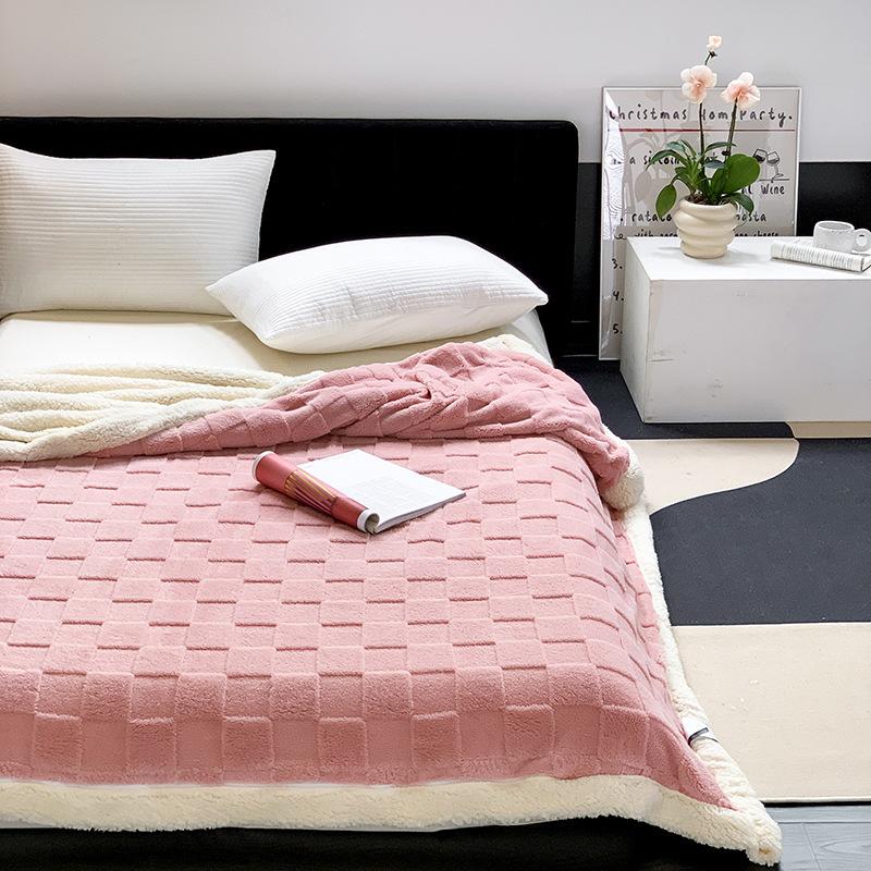 Sweet Ins-style Bow Blanket Thickened Lamb Fleece Home Nap Blanket Sofa Office Desk Autumn Winter