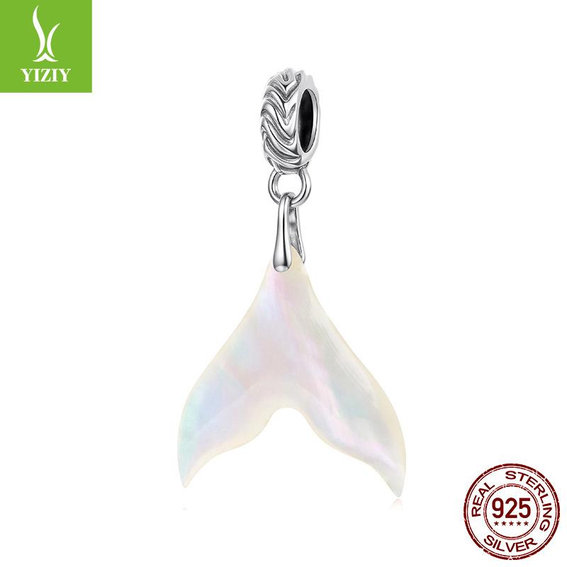 S925 Sterling Silver Dream Man Fishtail Pendant Accessories, Fashion Fritillary Fishtail Diy Bracelet Beaded