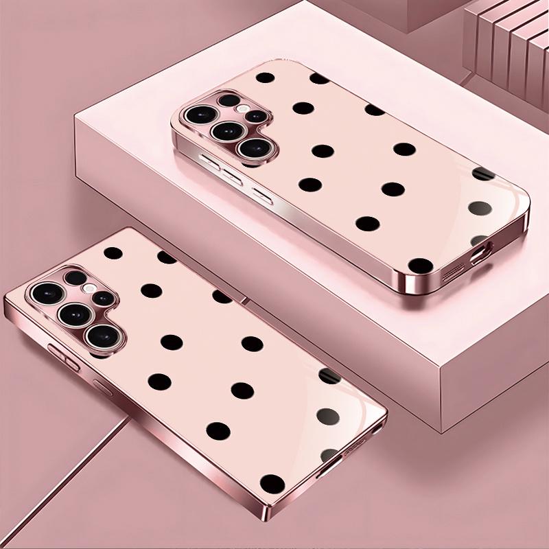 Polka Dot Pattern Rose Golden Pink Phone Case Design Suitable for Galaxy S26 S25 S24 S23 Ultra S22 Ultra S20 Ultra 56 A72 A73 5G