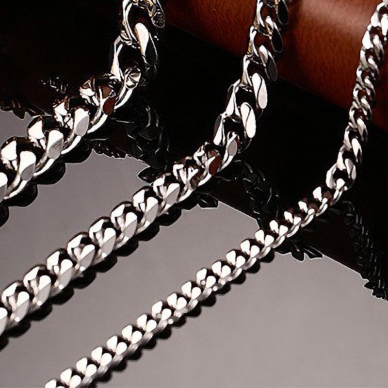 European & American Style Punk Hip-Hop Stainless Steel Cuban Chain Bracelet - Simple Six-Sided Polished Titanium Design