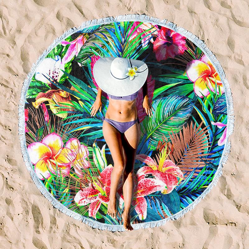 Serviette de Plage Ronde en Fibre Ultra-Fine pour Adultes - Personnalisable, Serviette de Sport et de Bain Absorbante