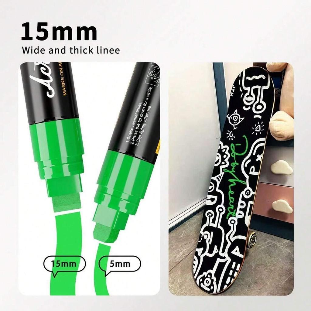 1pcs 15mm Large Capacity Acrylic Marker Pen Water-Based Painting & Graffiti Brush Pen For Art Use Student Back To School