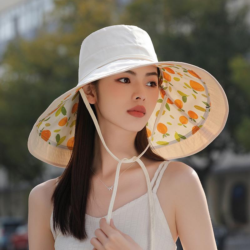 Hat women's summer new outdoor bucket hat sunscreen sunshade sun hat women's striped fashion sun hat