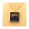 Stones and Minerals. Raw Sapphire Necklace. Square Model. Gold Color.