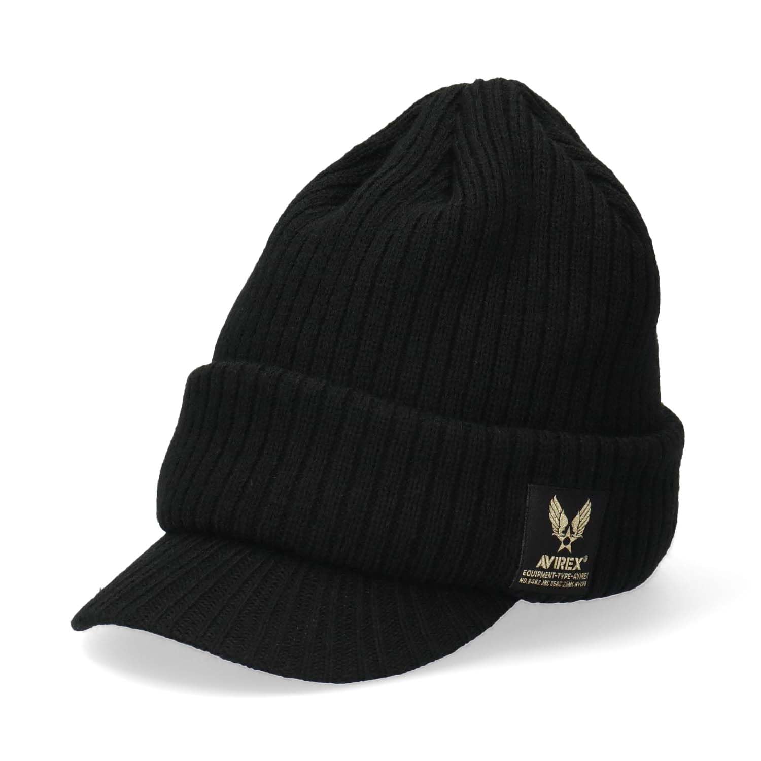 Avirex Вязаный козырек с индивидуальным логотипом-именем 2025FW Зима чёрный
