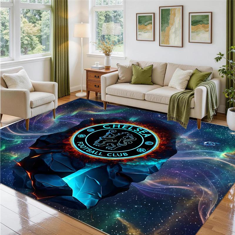 Chelsea FC Design Crystal Velvet Rug Soft Decorative Mat for Bedroom Entrance
