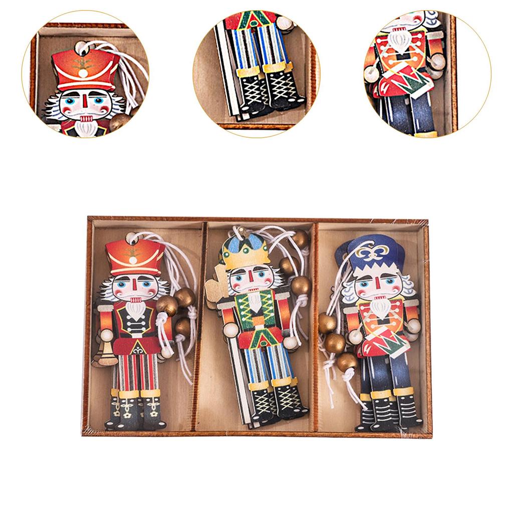9Pcs/Set Wooden Nutcracker Soldier Nutcracker Pendants Crafts Collectible Nutcracker Christmas Ornaments for Holiday Xmas Decor