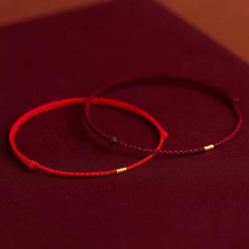 Gold Bead Bracelet Charm Adjustable Bracelet Lucky Red Rope Bracelet Gold Color For Gifts Office Wedding