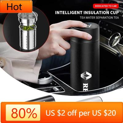 2026 Chaud Pour Renault Autocollants Intérieurs 500ML Acier Inoxydable Affichage Intelligent de la Température Tasse Thermos LED Pour Renault Fluence