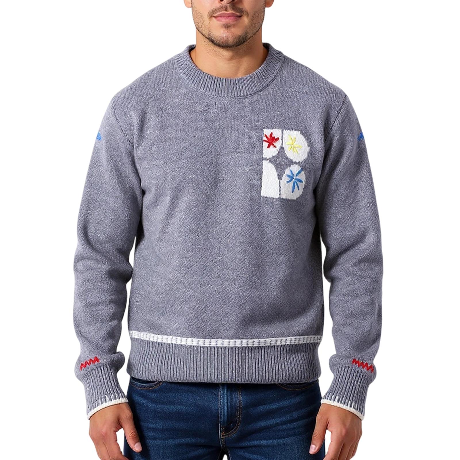 

Мужской Модный Вязаный Пуловер Длинные Рукава Свободный Круглый Вырез Свитер XXXL