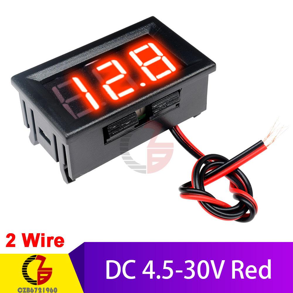 DC 4-100V LED Digital Display Circular Two-wire Voltmeter 12V DC Digital Voltmeter Head Display Reverse Connection Protection
