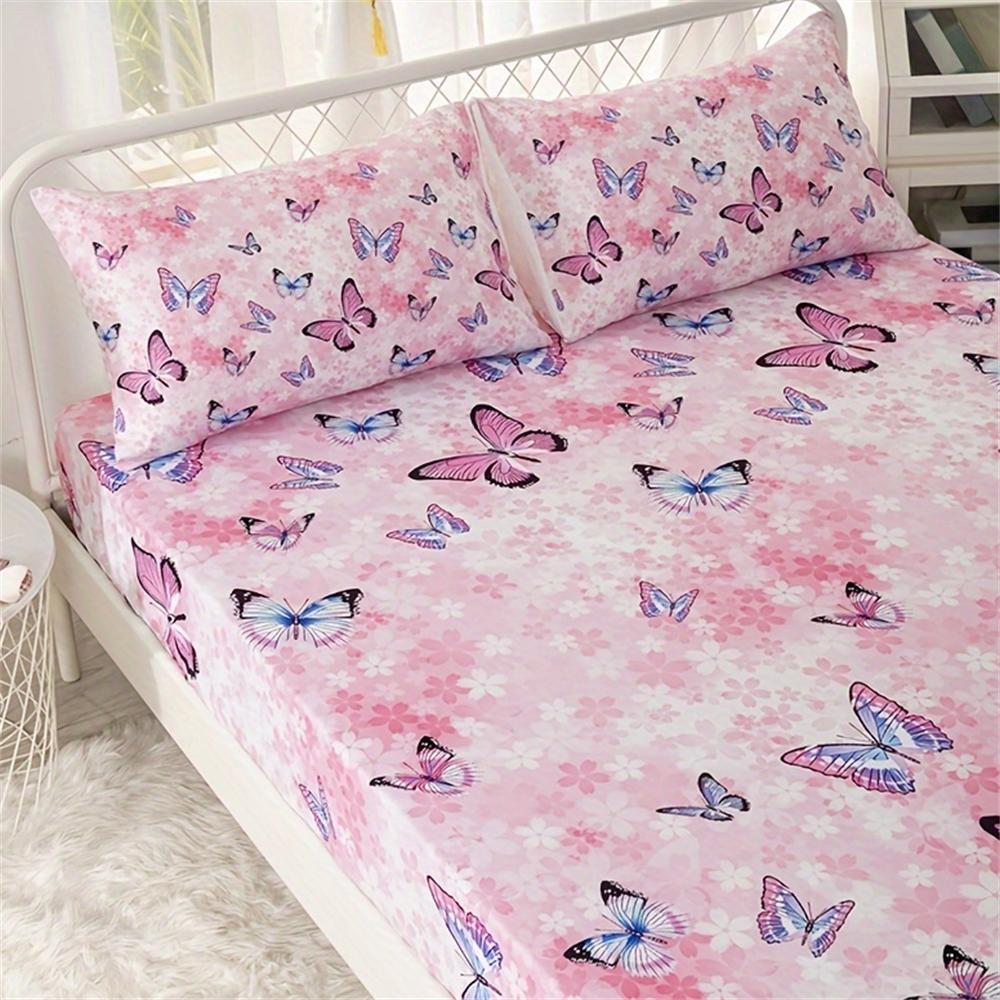 3pcs Cute Mermaid Ocean Printed Fitted Sheet, Soft Comfortable Bedding Set, For Bedroom, Guest Room 1*Fitted Sheet+2*Pillowcase