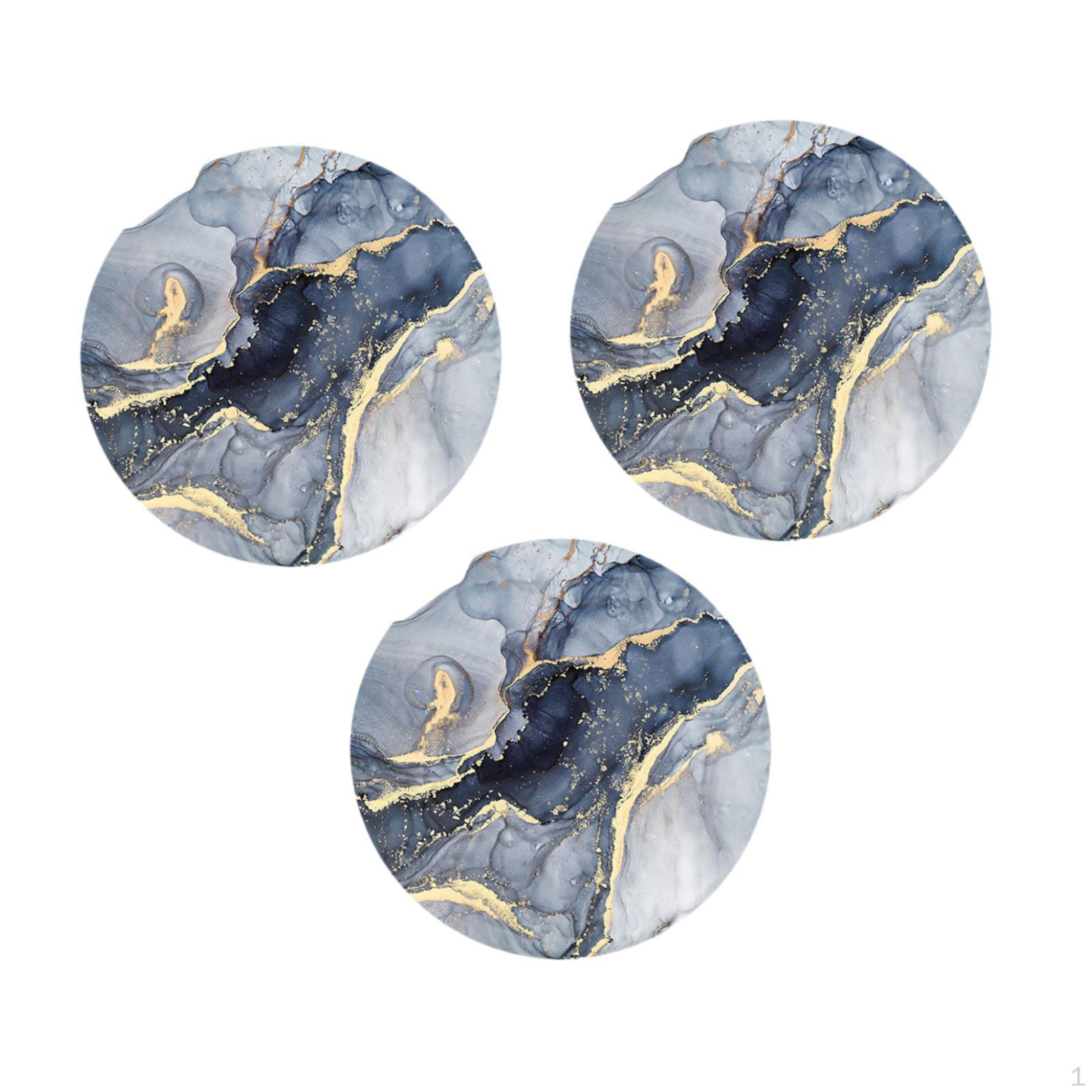 

3 Absorbent Drink Coasters, Marble Texture Non-Slip Coasters for Tea Room. Style D