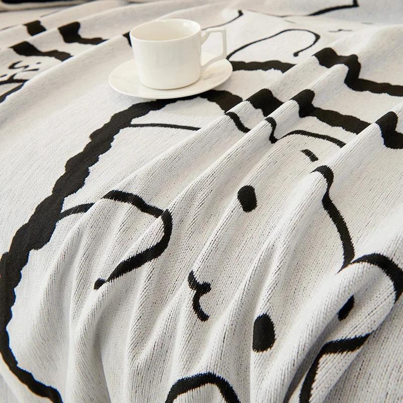 Sofa Cushion With Tassel Cover Cloth Towel Anti Slip Dustproof Integrated Anti Slip Cartoon Cute Bear Comfortable Home Item