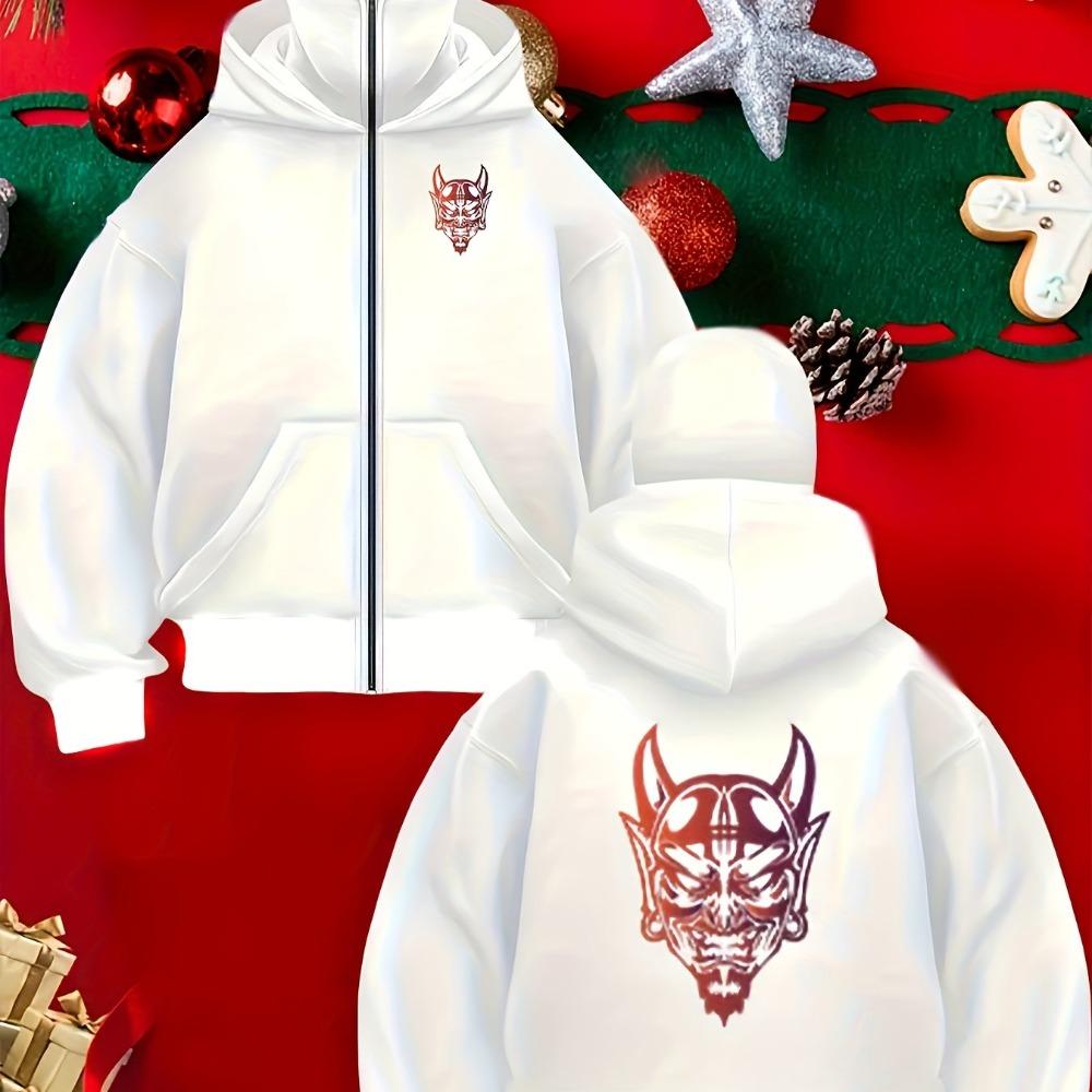 Unisex Fashion Trendy Double Hat Zipper Hoodie Cool and Velvet Street Wear Unique Print