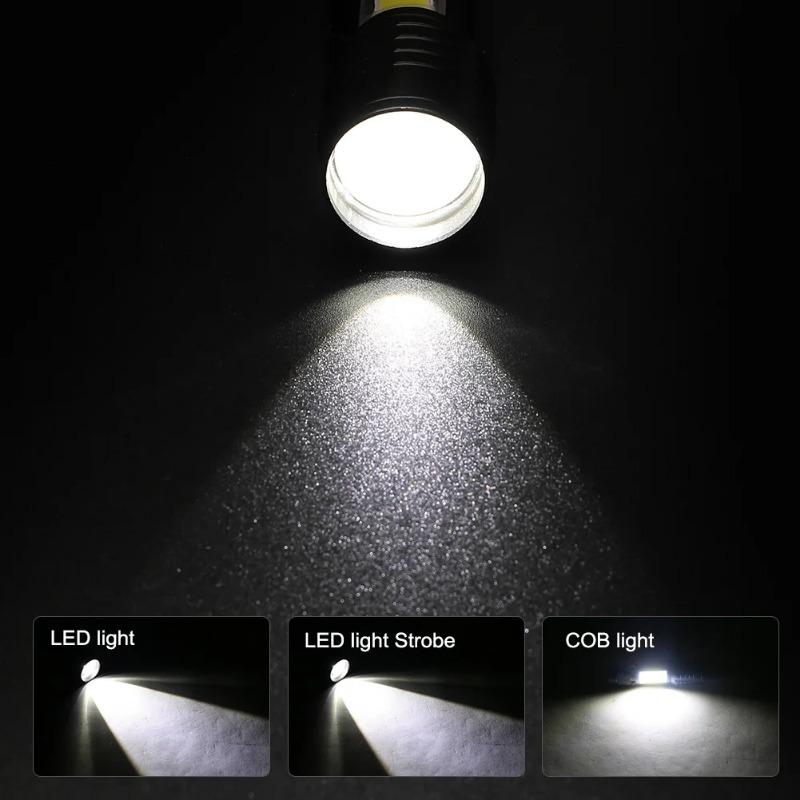 Zoom Flash Light Torch Lantern 3 Lighting Modes Camping Light Mini LED Flashlight With Clip Portable Rechargeable LED Flashlight