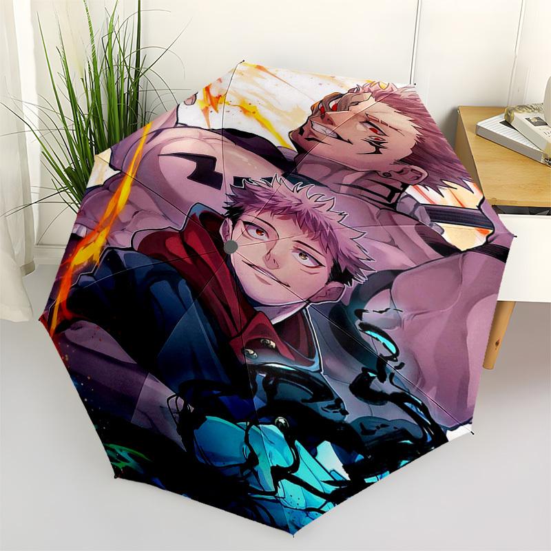 1pc "Jujutsu Kaisen" Outdoor Umbrella - Automatic Opening/Closing, Portable 3-Fold Design with 8-Rib Iron Frame - Perfect Gift for Fans, Travelers, Da