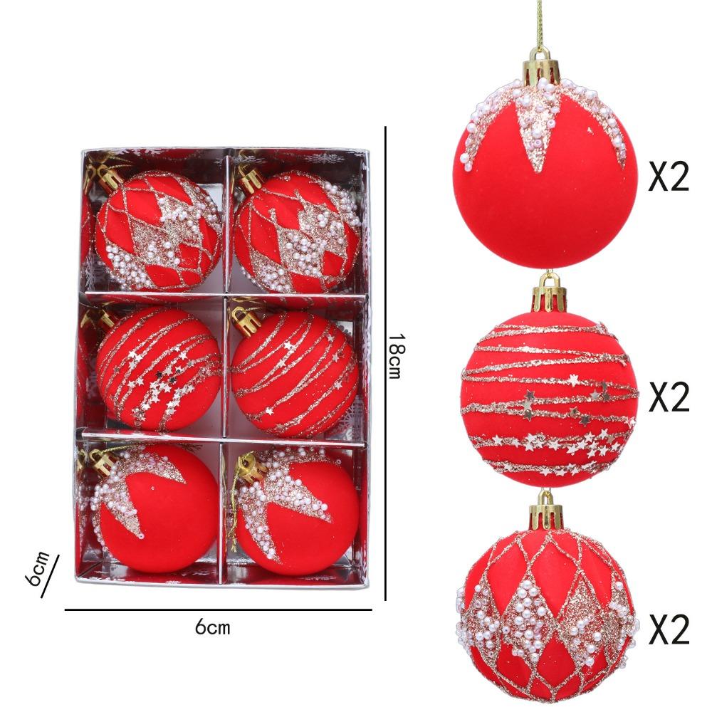 Gifts 6cm Christmas Ball Ornaments Flocked Glitter Accents Flocked Christmas Baubles Holiday Ball Ornaments Christmas Tree Decor