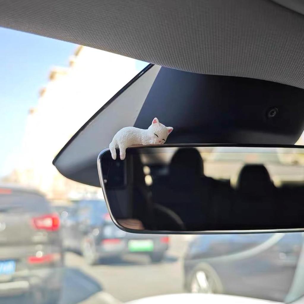 Cat Car Dashboard Decor Rear View Mirror Accessories, Set of 6 Mini Cats Cute Car Decorations Interior, Computer Monitor Figurines for Women Girl