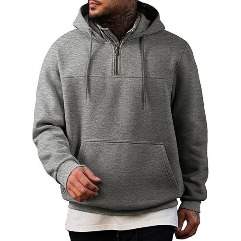 Herbst und Winter Samt Half-Zip Pullover Herren Retro Locker Lässig Stehkragen Kapuzensweatshirt