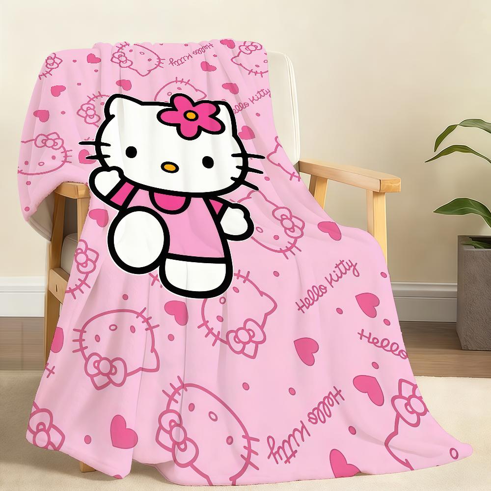 Kawaii H-Hello K-Kitty Blanket Soft Throw Blanket for Home Bedroom Bed Sofa Picnic Travel Office Rest Cover Blanket Gift