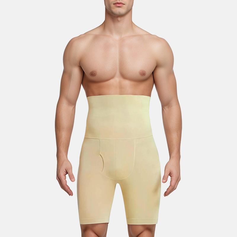 Mens Seamless High-Waist Shapewear Shorts With Adjustable Shoulder Straps Tummy Control Butt Lift Plus Size