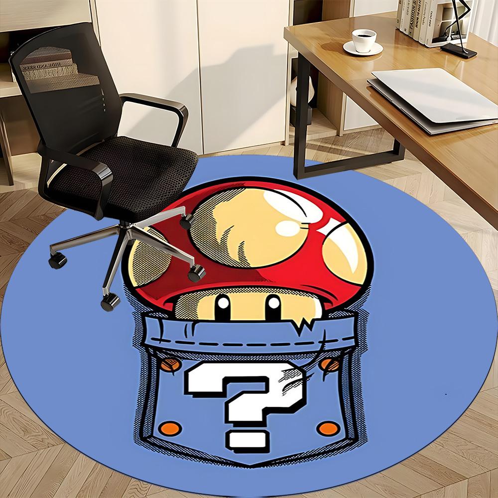 1pc Mario Mushroom Pocket Office Round Area Rug, Under Office Chairs Bedroom Living Room Home Decor  a1022247