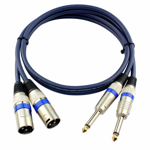 Canon Conversion Cable, Microphone Cable, 2 Mono Phones to 2 XLRs, XLR to Phone Male-Male, Canon XLR XLR Connector, 3-Pin (1m)