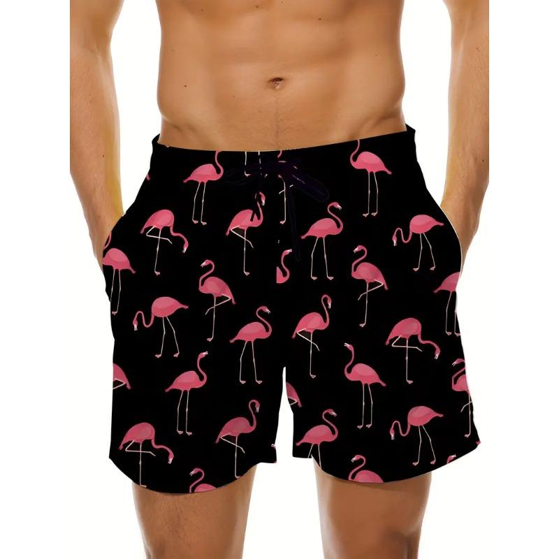 Men's Beach Shorts Flamingo 3d Printed Fashion New Quick Dry Sportswear Casual Pocket Gym Swimming Short Trousers Gift For Male