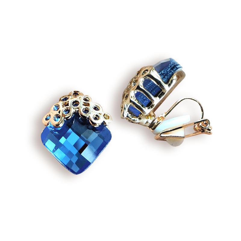 Pendientes Vintage con Clip de cristal y flor hueca para mujer, sin orificio para la oreja, joyería elegante para fiesta y boda