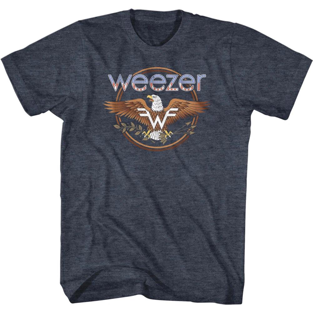 Weezer W Logo With American Eagle Emblem Men s T Shirt Rock Music Merch S