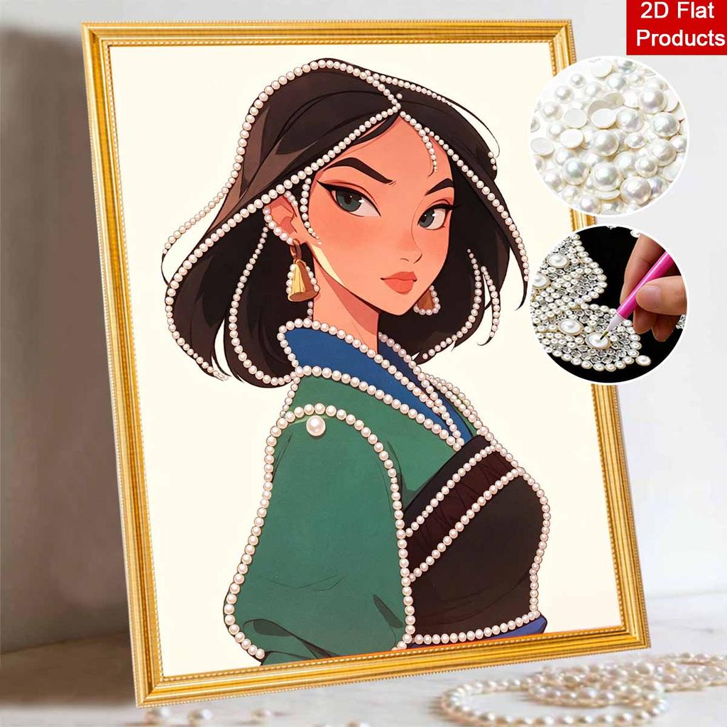 Disney Pearl Painting Mulan 5D DIY Pearl Picture Crafts for Adults/Beginners Gift Ideas Home Decor