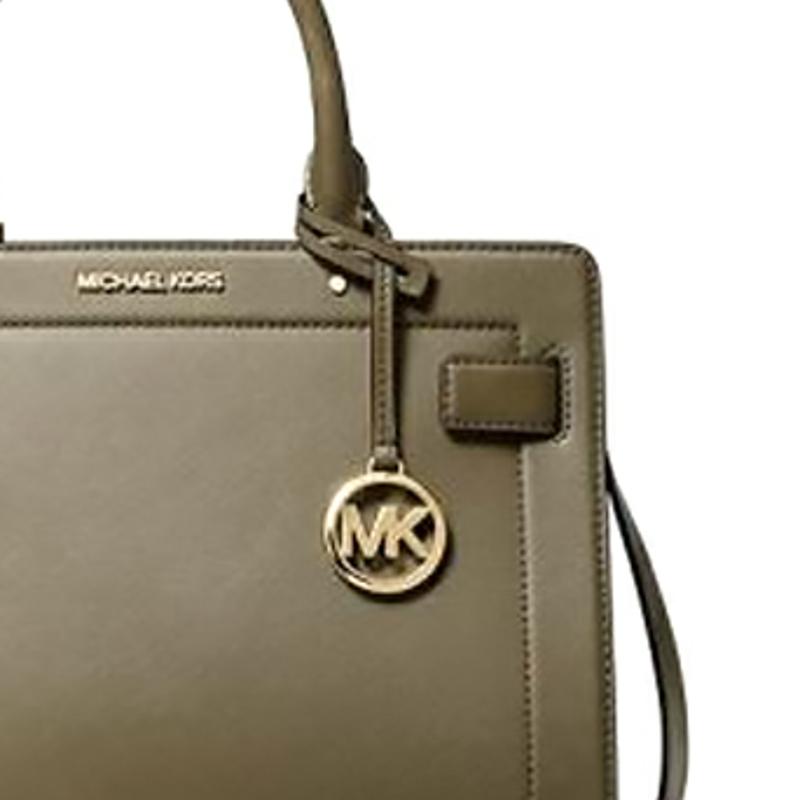 Michael Kors Solid Logo Pendant Square Commuter Casual Leather Shoulder Crossbody Tote Bag Medium Women bags Army-Green 35S0GU9S2L-ARMY