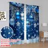 2pcs 2D flat printing Merry Christmas Popular Drapes blue snowflakes Polyester Without Electricity Festive Curtains for Room