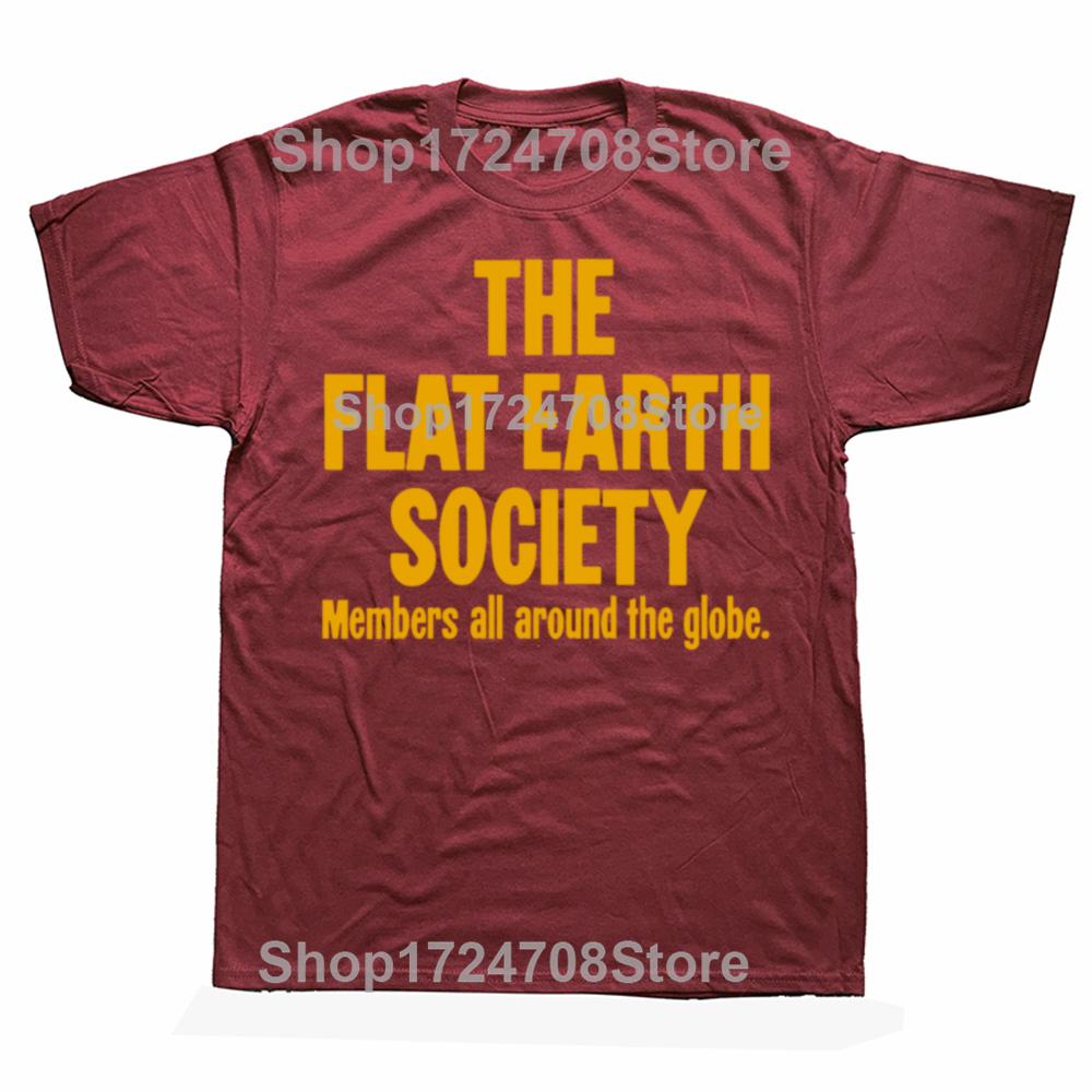 Funny The Flat Earth Society Members All Around The Globe Tshirts Men Fashion Casual Tshirt 100 Cotton Loose Oversized T Shirt
