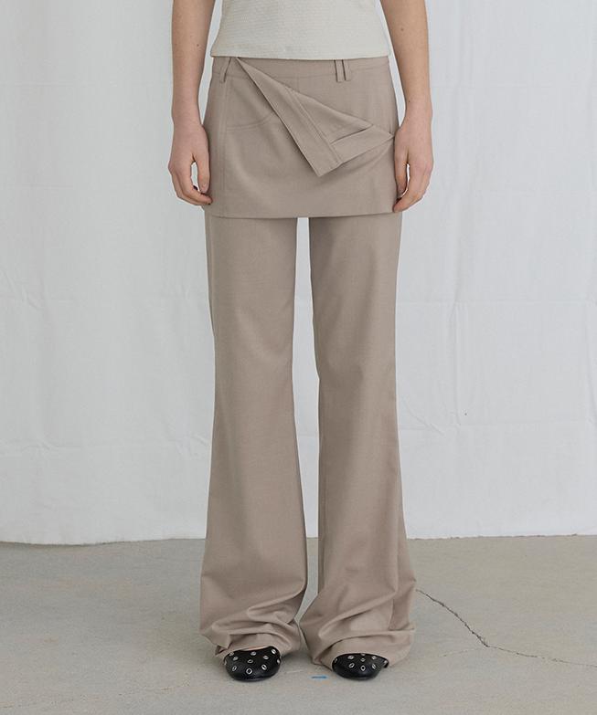 Odeseu Folded Skirt Overpants - Beige