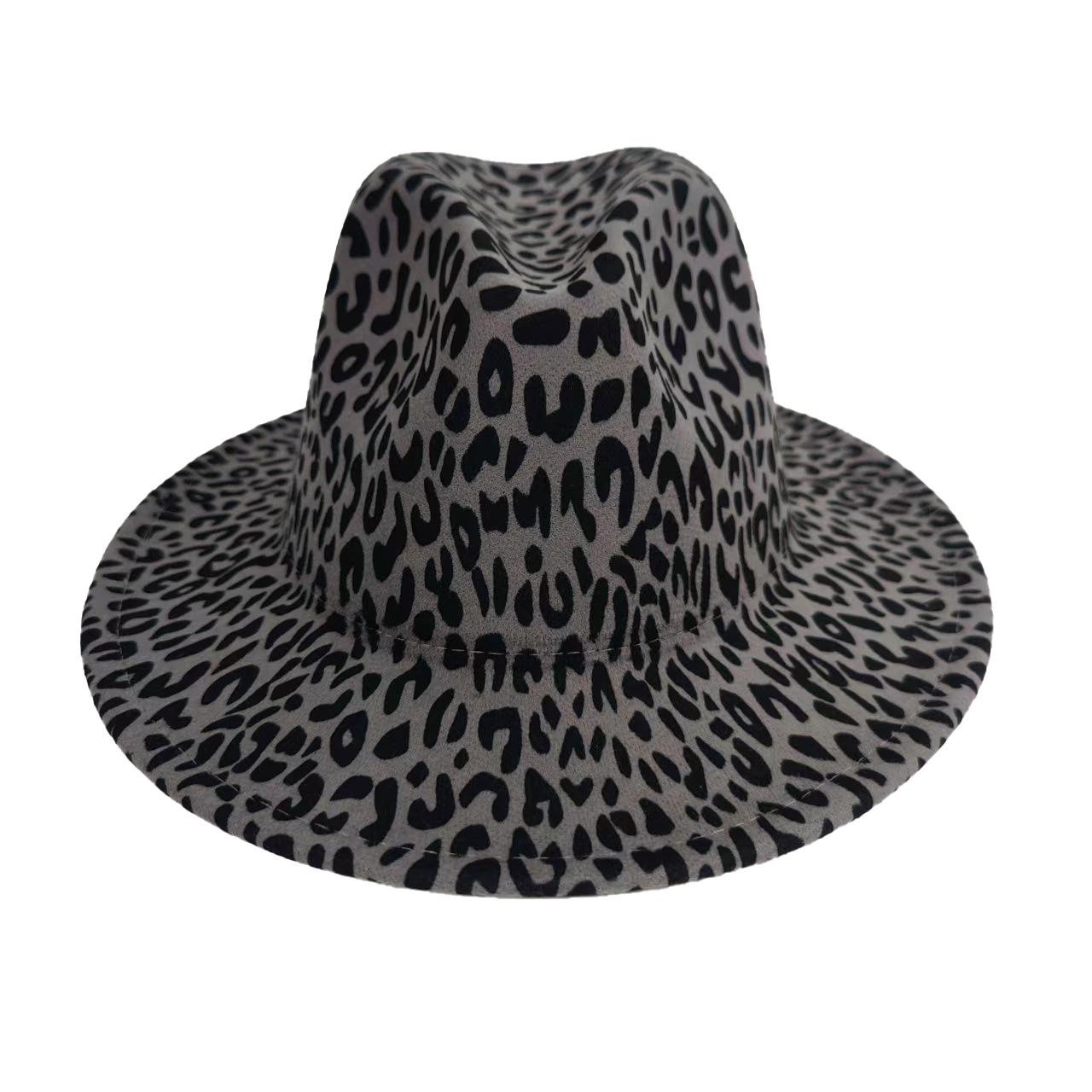 

Ladies Black Fedora, Leopard Print Hat, Men S Jazz Hat, Spring And Autumn Top Hat, Big-Brimmed Jazz Hat. M（56-58cm） темно-сірий