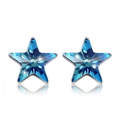 Marke Stilvolle Ohrringe Platin Schlicht Silber 925 Kristall Ohrstecker Stern Hawaiianischer Schmuck Damen (Ohrstecker)