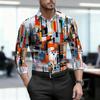 Nueva Camisa para Hombre Moda Camisa Estampada Abstracta Cuello Camisero Manga Larga Camisa Casual de Negocios Top de Alta Calidad para Hombre