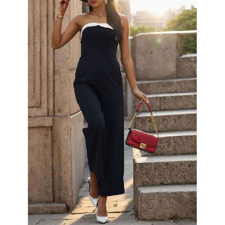 New Fashionable And Elegant Casual High Waisted Printed Wide Leg Jumpsuit For Women'S Summer Formal Attire