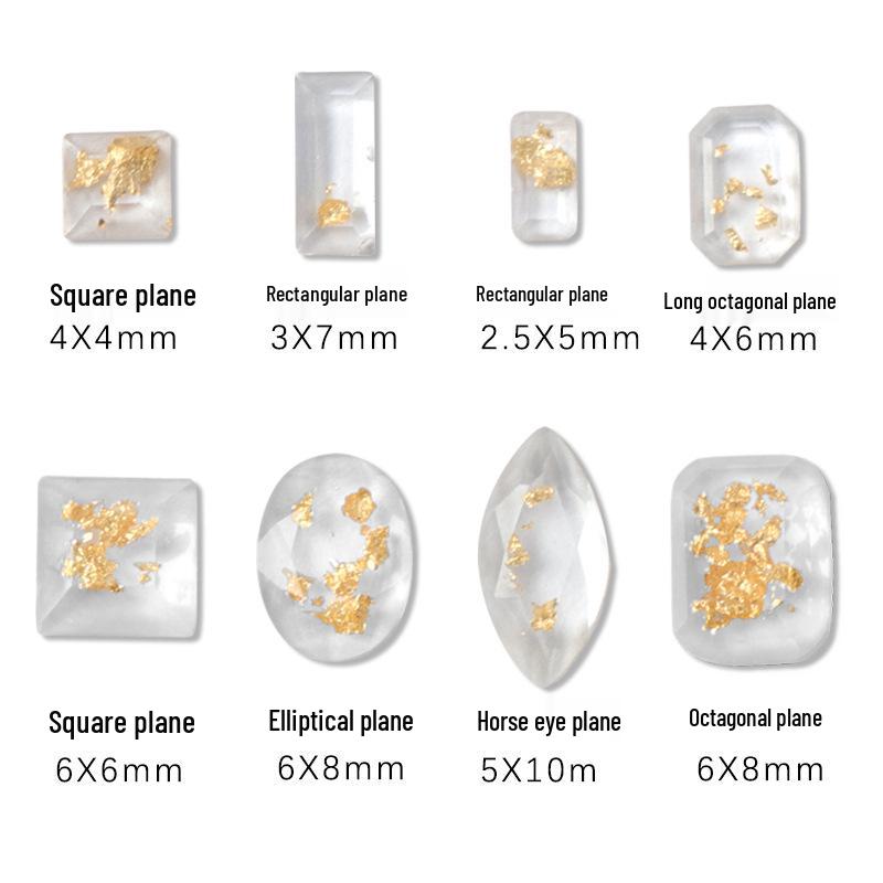 Resin Flat-Bottom Irregular Rhinestones Gold Foil Nail Art Decorations DIY Material Pack Spring Nail Accessories