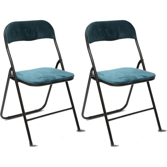 Lot de 2 chaises pliante en velours "Easy" Atmosphera - Bleu